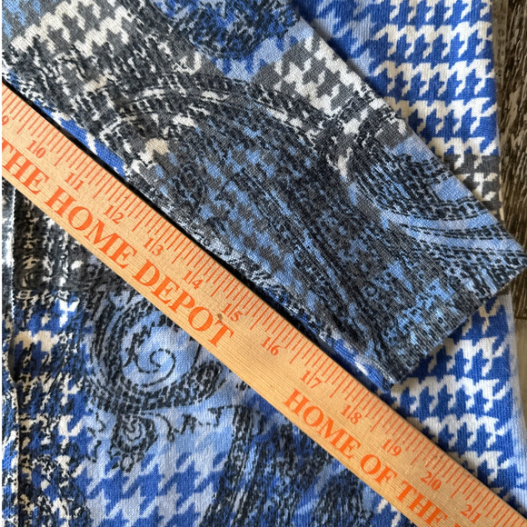 Talbots 100% Pure Merino Wool Houndstooth Paisley Cardigan Sweater Medium - Picture 8 of 8